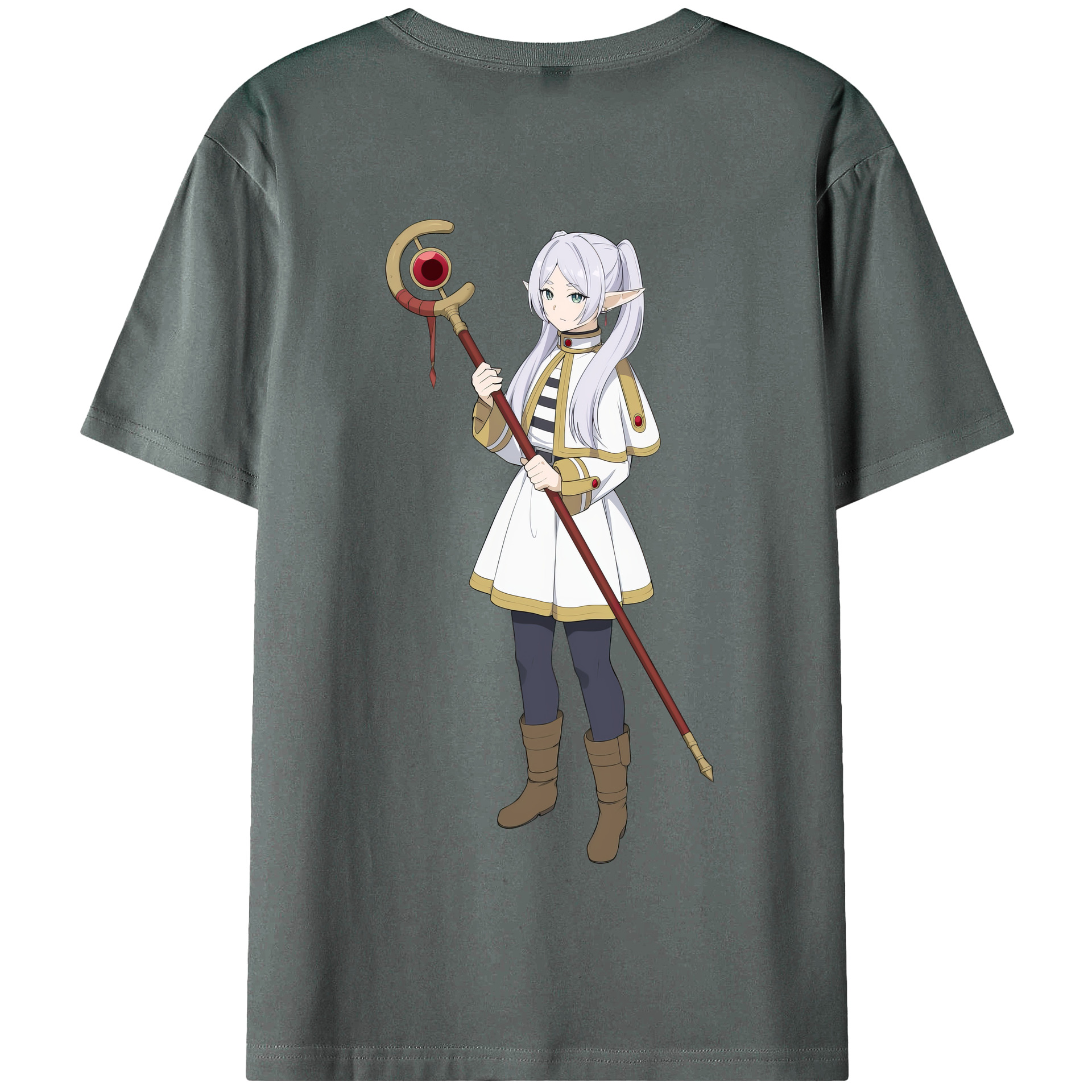 （画像用） 葬送のフリーレン Frieren 綿100％半袖Tシャツ（背面プリント）